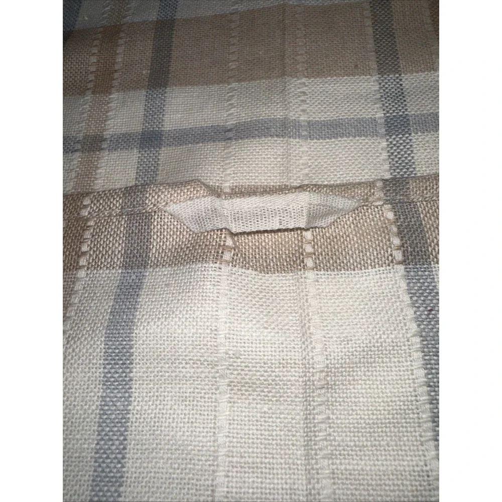 2 Kitchen Cotton Hand Towels Beige Neutral Plaid Vintage 24